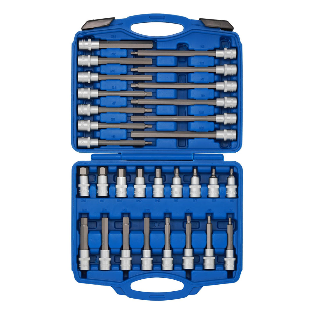 Inbus Steckschlüssel Satz 1/2 Zoll 30-tlg. Chrom-Vanadium HX5-HX19