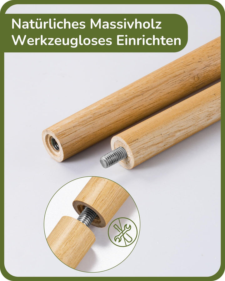 Stehlampe Boho Holzstativ dimmbar mit Leinenschirm &amp; Fernbedienung - Bild 6