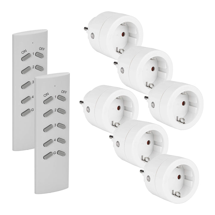 Funksteckdosen-Set 6-fach mit 2 Fernbedienungen 3680W