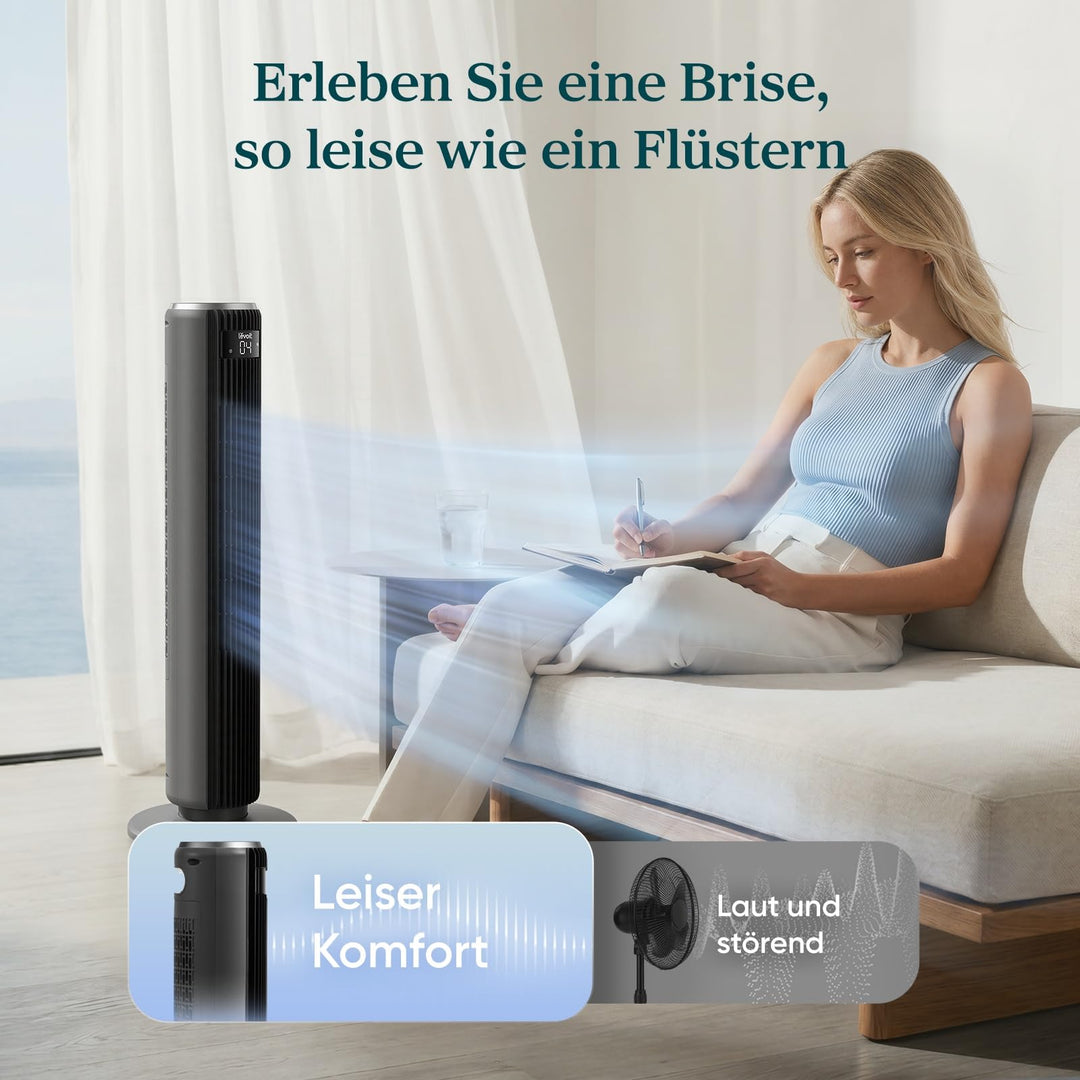 Turmventilator oszillierend 92 cm mit Schlafmodus und 20 dB leise - Bild 2