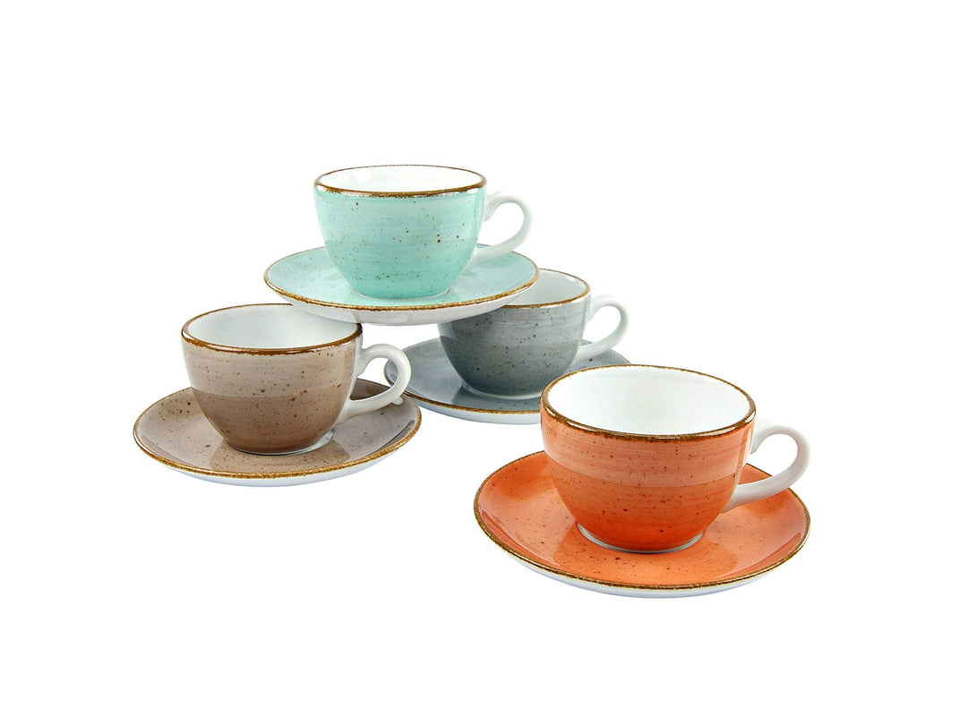 Kaffeetassen Set Porzellan 8-teilig Vintage-Design handgemalt