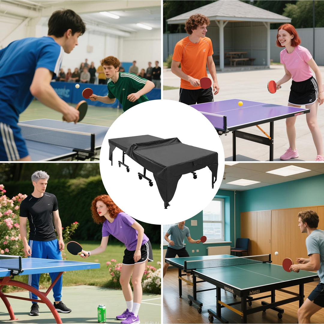 Tischtennistisch Abdeckplane Oxford wasserdicht 280x153x73cm schwarz - Bild 7