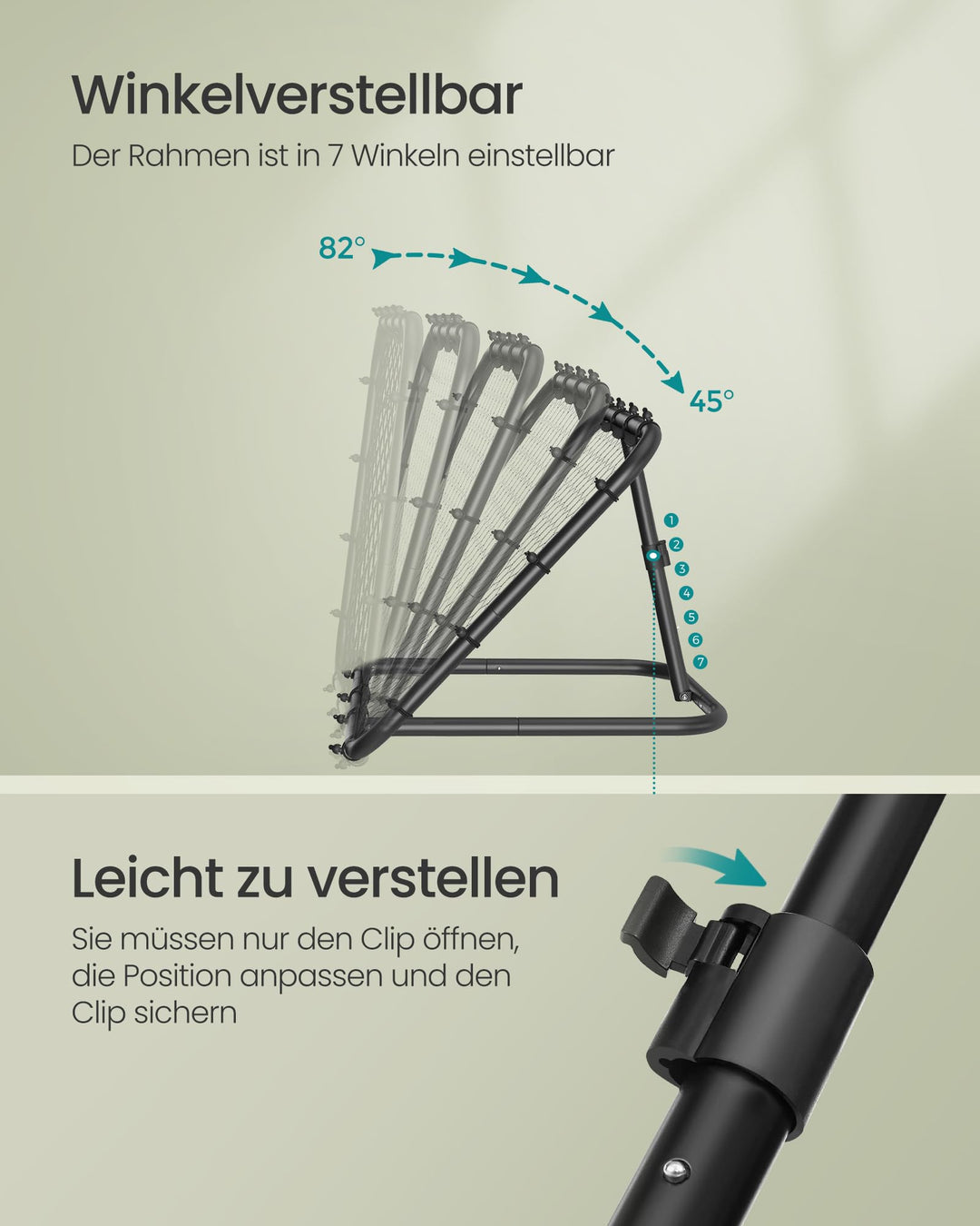 Fussball-Rebounder klappbar Stahl 7 Winkel für Garten und Park - Bild 5