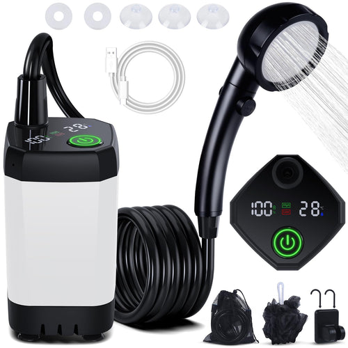 Campingdusche Tragbar 6000mAh Akku IPX7 4 Duschmodi