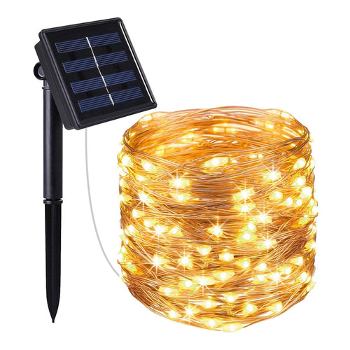 Solar Lichterkette 100 Mikro-LEDs warmweiss 11,5 m Kupfer Aussen
