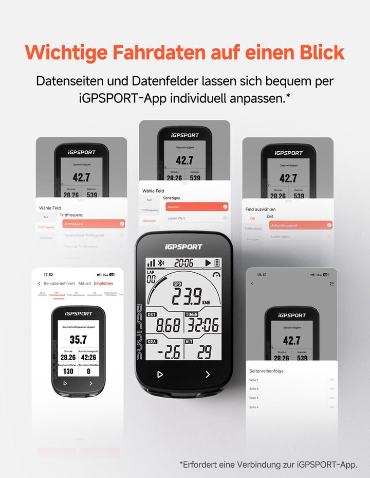 GPS Fahrradcomputer kabellos 5-Satelliten ANT+ Bluetooth 2,6 Zoll - Bild 4