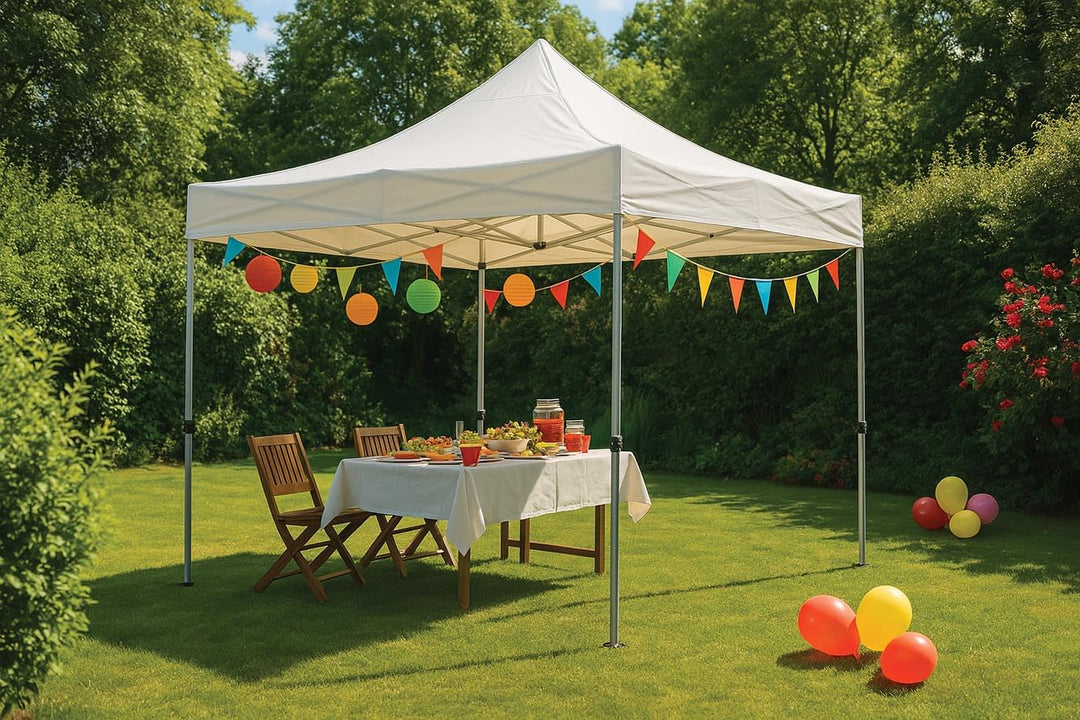 Gartenpavillon Aluminium 3x3 m wasserdicht zusammenklappbar Weiss - Bild 2