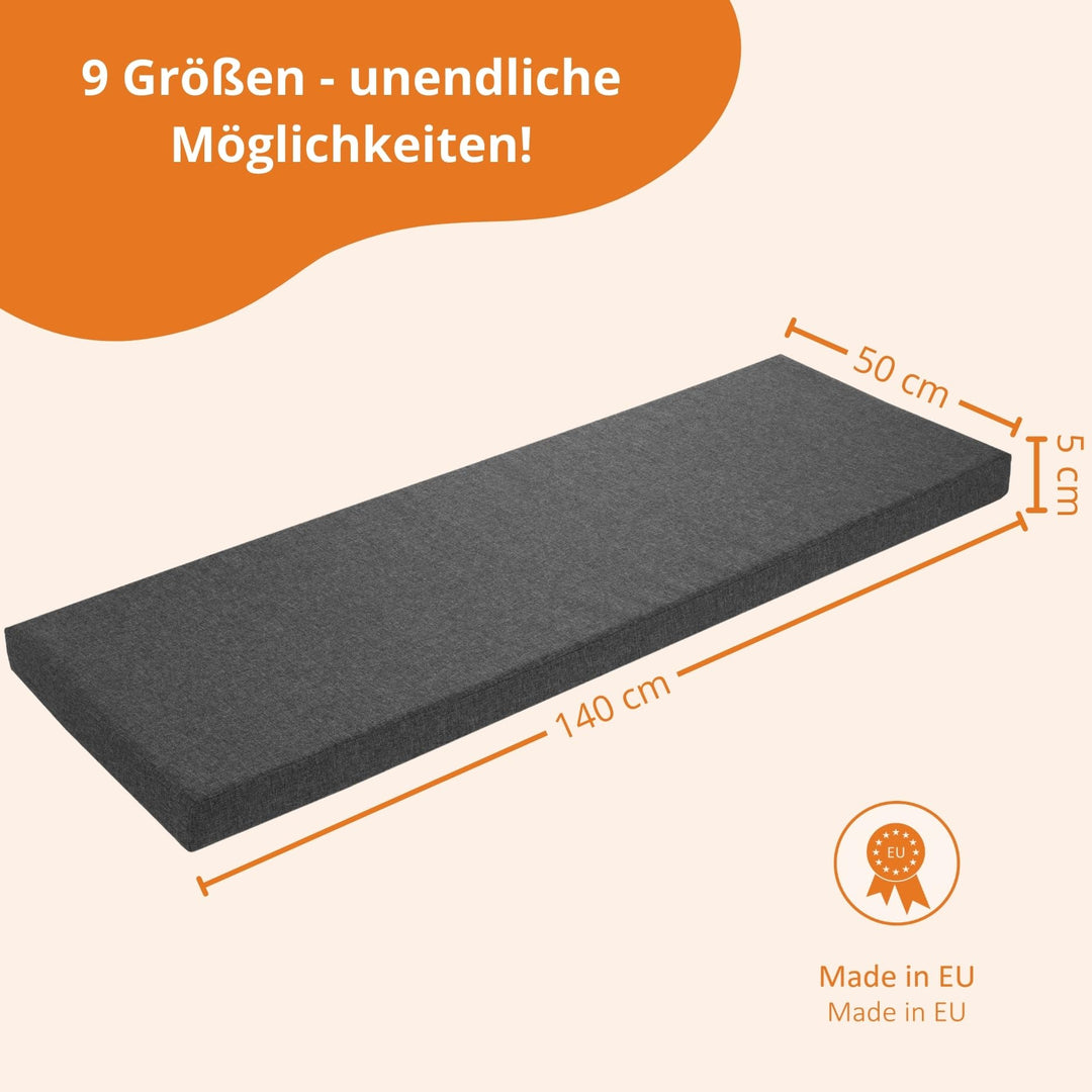Bankauflage 140x50 cm Komfortschaum Indoor Outdoor Dunkelgrau - Bild 5