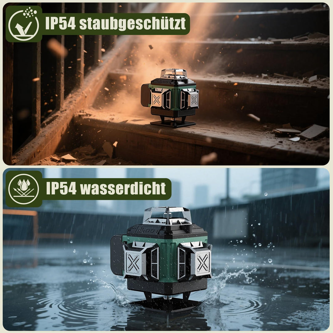 Kreuzlinienlaser Grün 4x360° Selbstnivellierend mit Akku-Set - Bild 8
