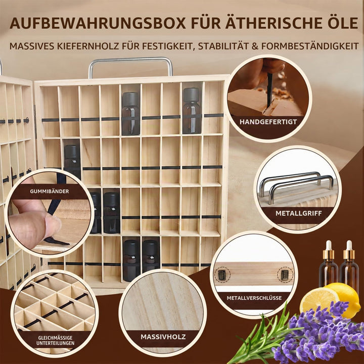 Aufbewahrungsbox Holz für 72 Fläschchen – Ätherische Öle - Bild 4