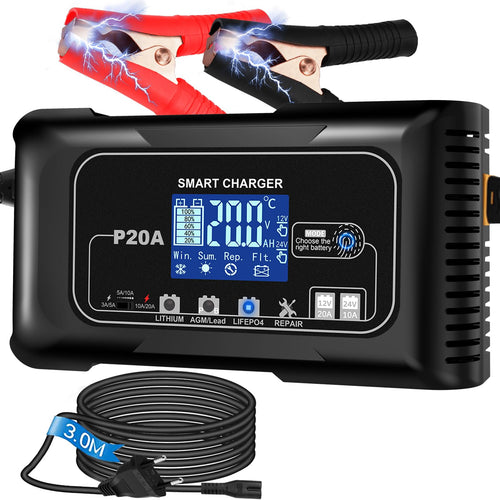Autobatterie Ladegerät 12V/24V 20A für AGM, GEL, EFB, LiFePO4