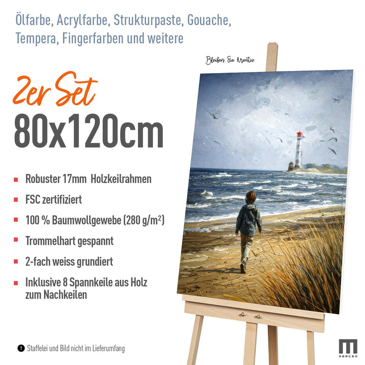 Leinwand 80x120cm 2er-Set Baumwolle 280g/m² für Acryl und Öl - Bild 5