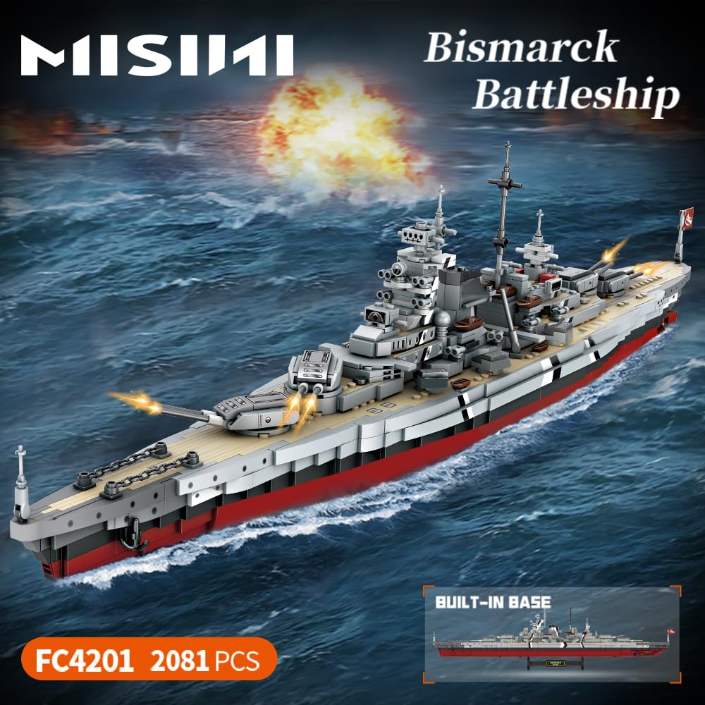 Klemmbausteine Schlachtschiff Bismarck WWII Modell 2081 Teile - Bild 2
