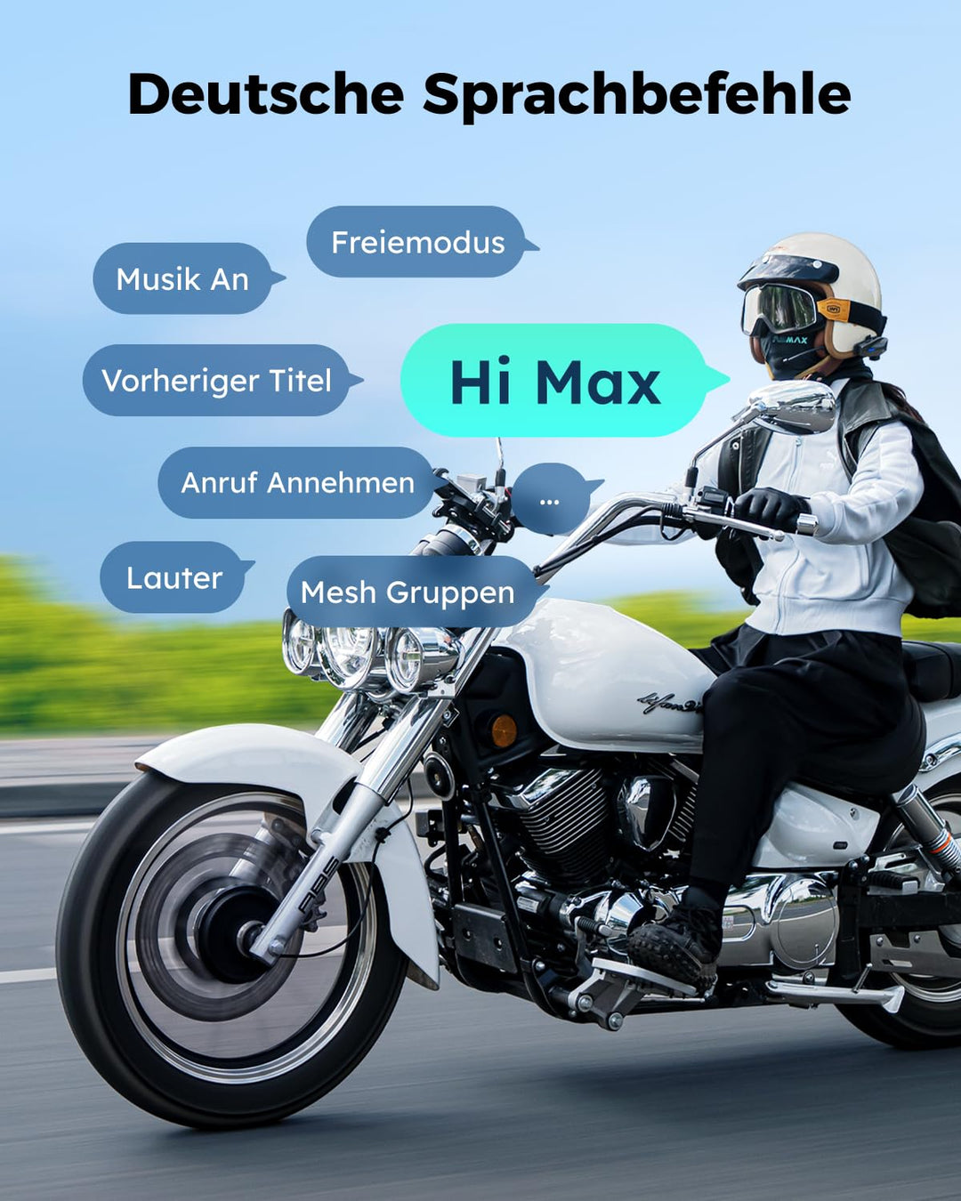 Motorrad Bluetooth Headset Mesh 8 Fahrer 8 km Reichweite IPX7 - Bild 3