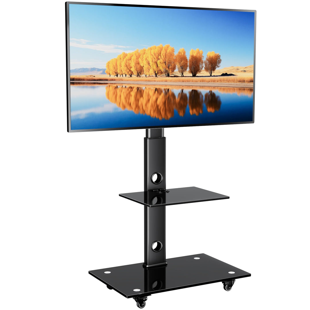 TV Ständer rollbar 30-70 Zoll höhenverstellbar mit 2 Glasablagen