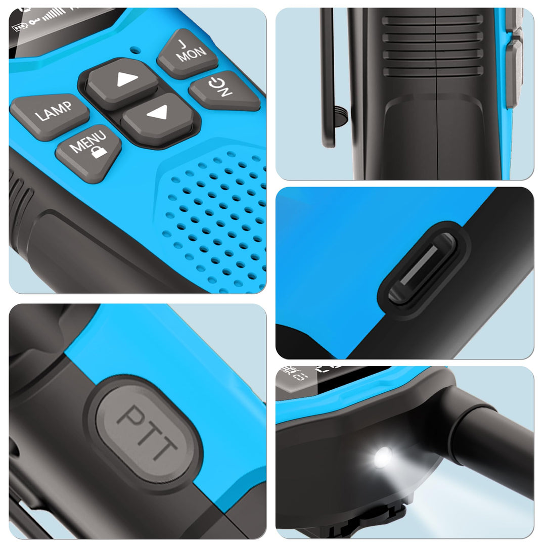 Walkie-Talkie 3er-Set aufladbar 5 km Reichweite mit Taschenlampe - Bild 8