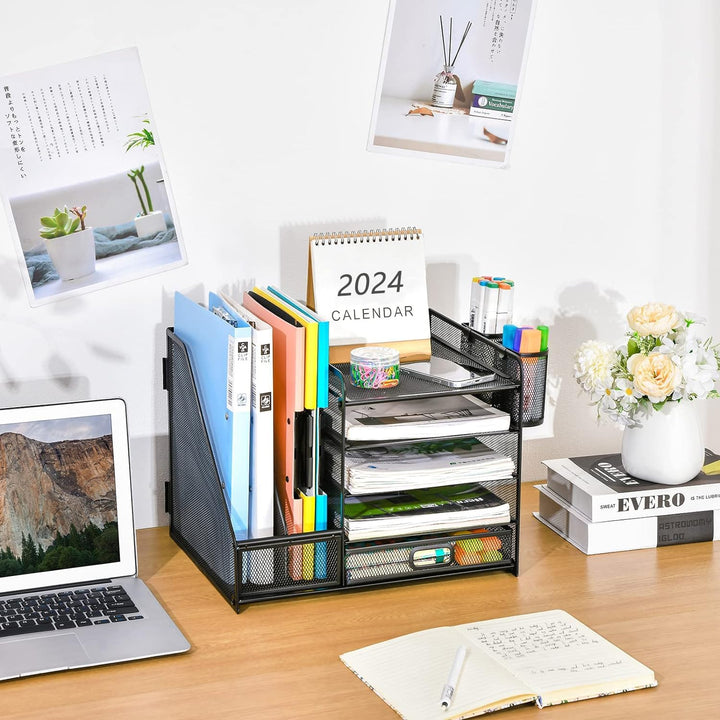 Schreibtisch Organizer Metall 5 Ebenen mit Schublade und Stifthalter - Bild 5