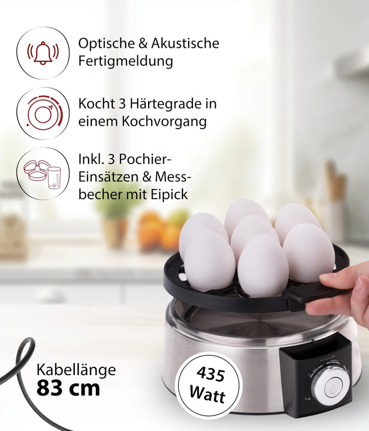 Eierkocher Edelstahl für 7 Eier mit Pochierfunktion, 435 W - Bild 2