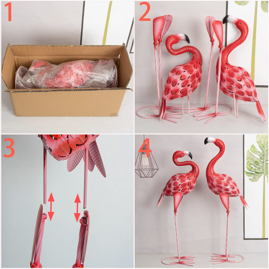 Flamingo Gartenfiguren Metall 2er-Set 65/59 cm Rot-Rosa - Bild 3