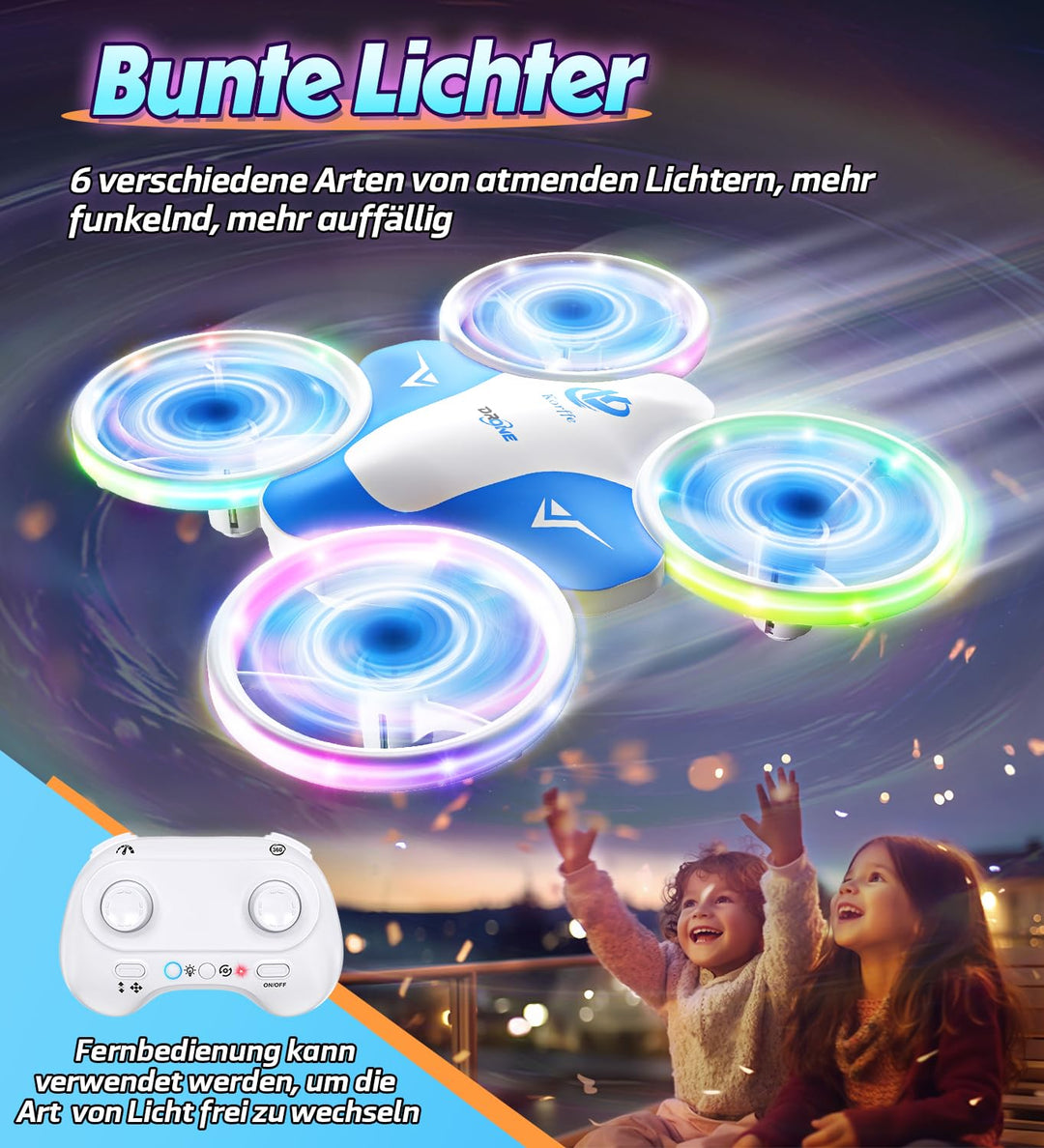 Mini Drohne für Kinder 6-16 Jahre mit LED-Licht 3 Akkus 30 Min Flugzeit - Bild 4
