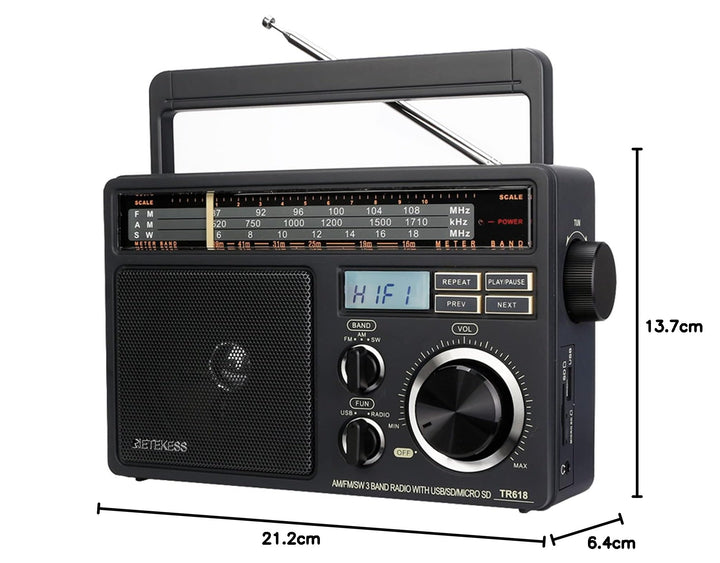 Tragbares Retro-Radio AM/FM/SW mit USB, TF-Karte und Lautsprecher - Bild 10