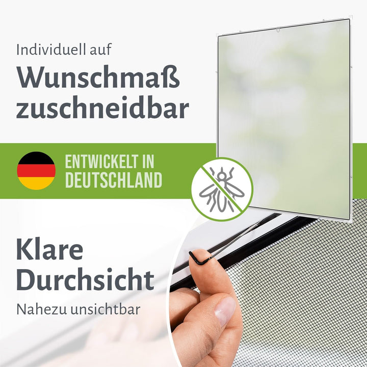 Insektenschutz Fenster mit Alurahmen ohne Bohren klemmbar weiss - Bild 3