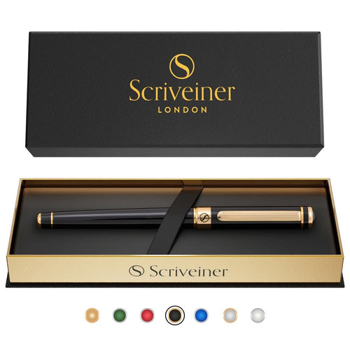 Tintenroller Messing schwarz-vergoldet mit Schmidt-Mine & Geschenkbox