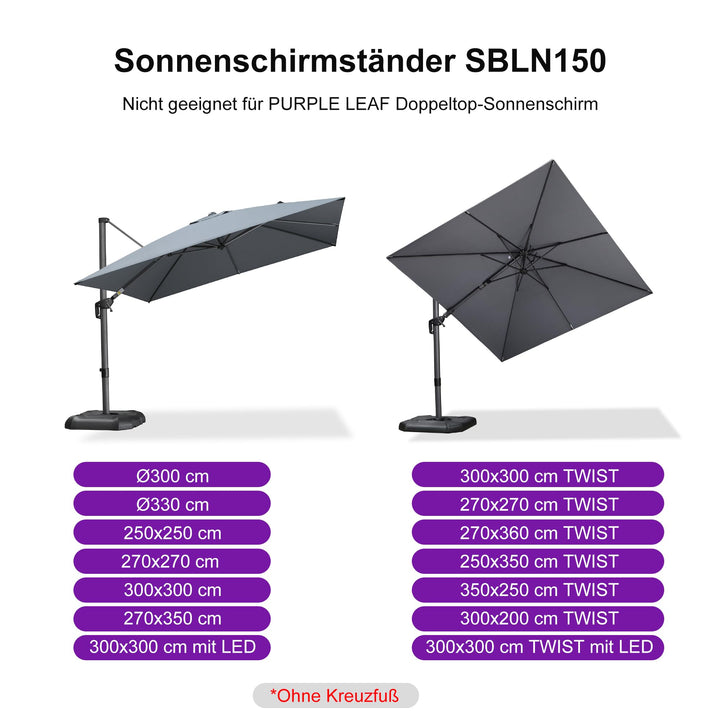 Sonnenschirmständer Ampelschirm befüllbar 150 kg Anthrazit - Bild 6