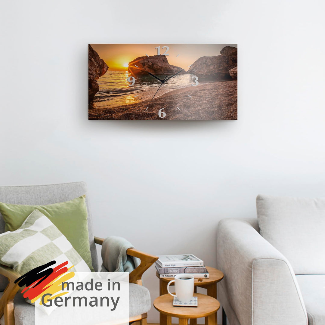 Wanduhr lautlos Aluminium Sonnenuntergang Meer 50x25 cm - Bild 6
