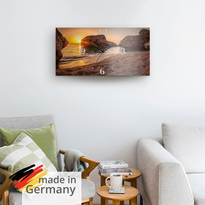 Wanduhr lautlos Aluminium Sonnenuntergang Meer 50x25 cm - Bild 6