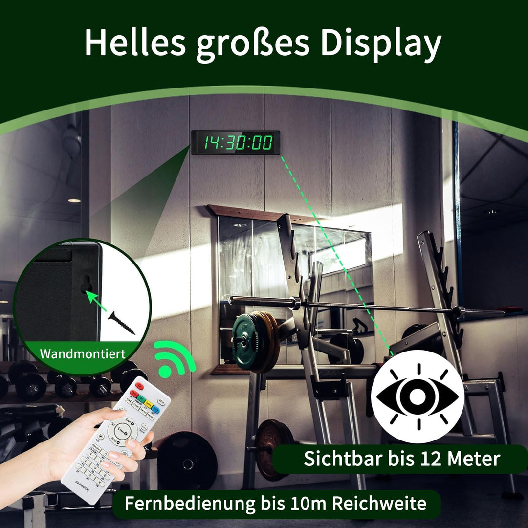 LED Intervall-Timer Stoppuhr mit Fernbedienung 12/24H Wanduhr - Bild 4