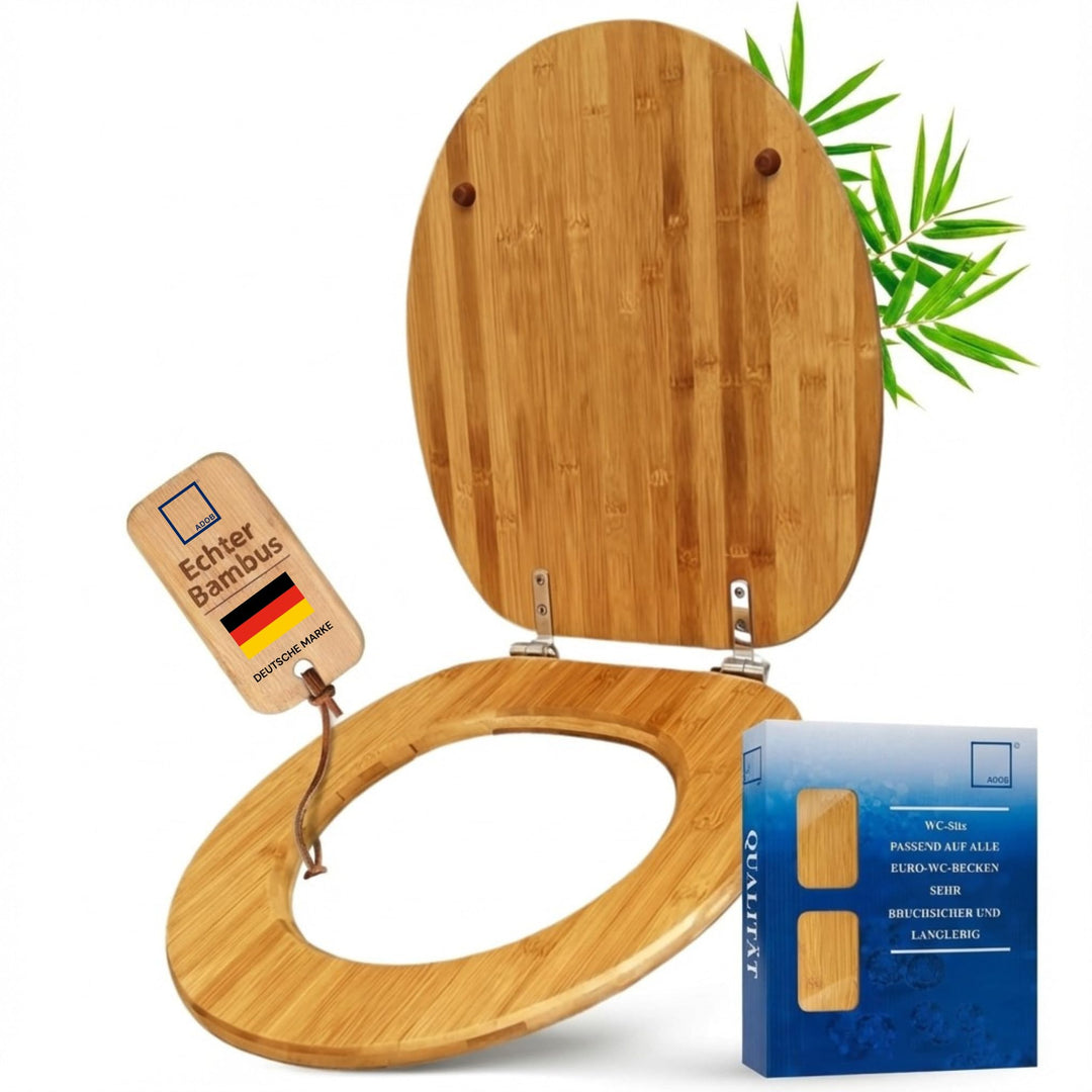 WC-Sitz Bambus dunkel mit Edelstahl-Scharnier für O- und D-Form