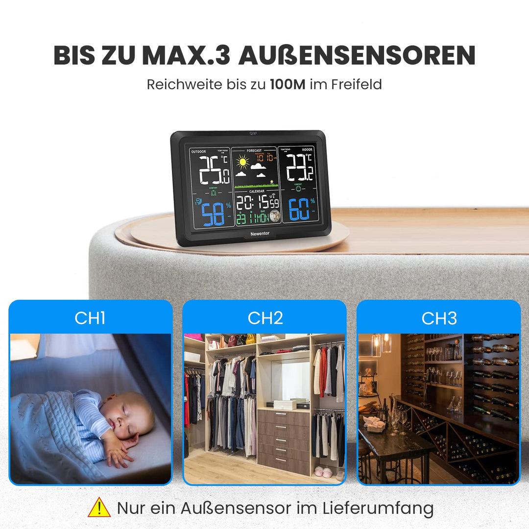 Wetterstation Funk mit Aussensensor DCF-Uhr 330° Ablesbarkeit - Bild 8