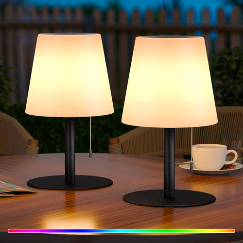 Solar LED Tischlampe 2er-Set dimmbar 7 Farben IP44 Balkon Garten
