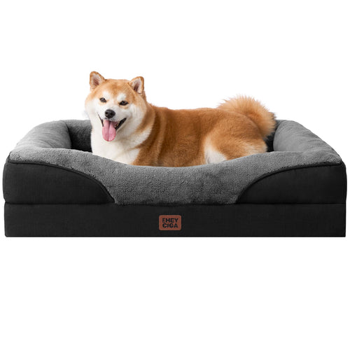 Orthopädisches Hundebett mit 4 Rändern Memory Foam 91x68cm Grau