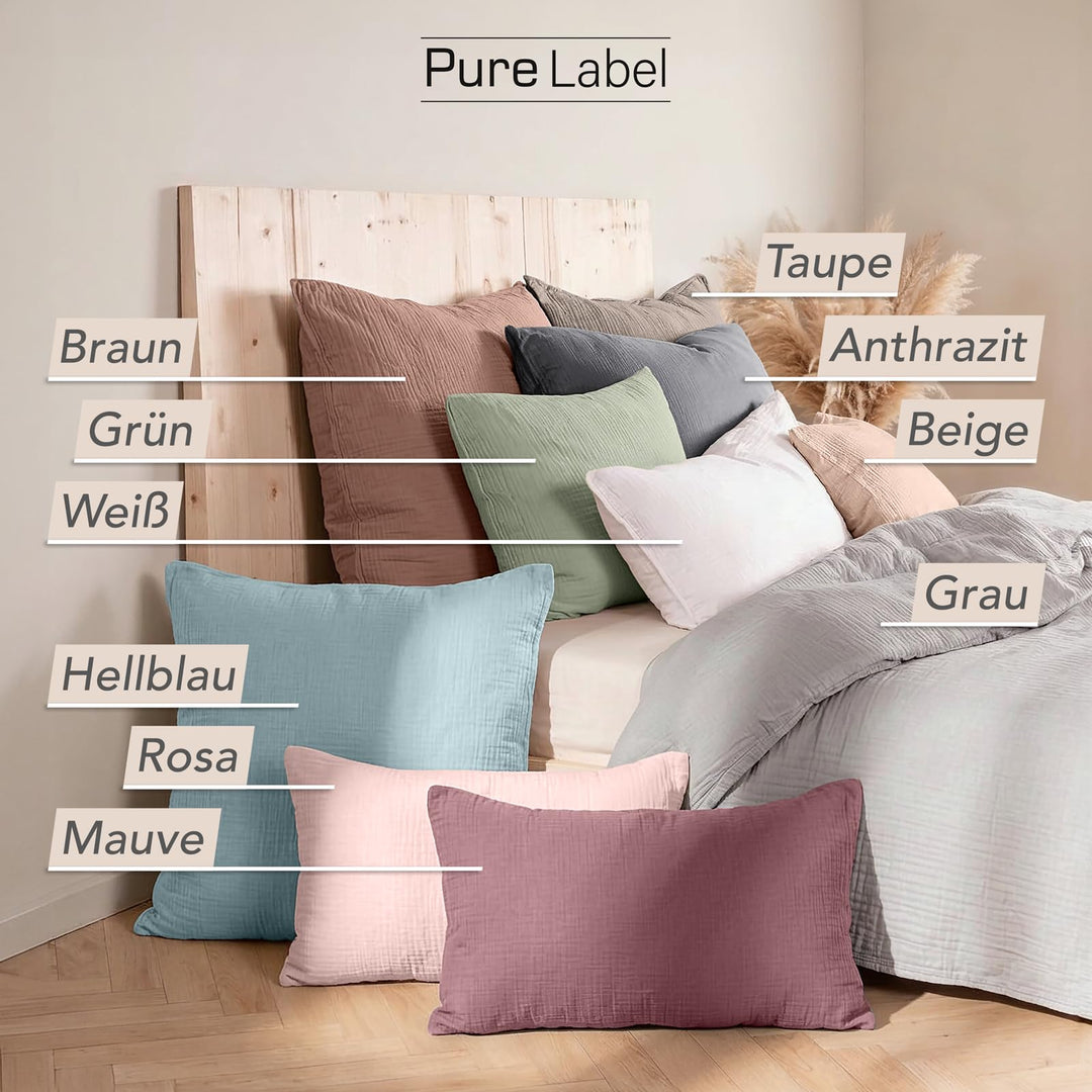Musselin Bettwäsche 4-teilig Baumwolle 135x200 beige bügelfreie - Bild 9