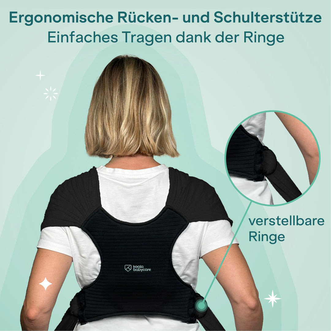 Tragetuch Neugeborene bis 9 kg mit Ringverschluss schwarz - Bild 5
