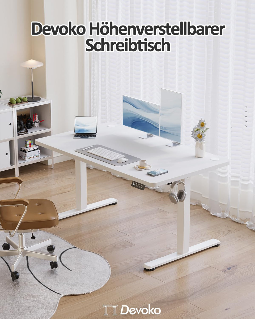 Elektrisch höhenverstellbarer Schreibtisch 120x60cm mit Memory-Funktion - Bild 4