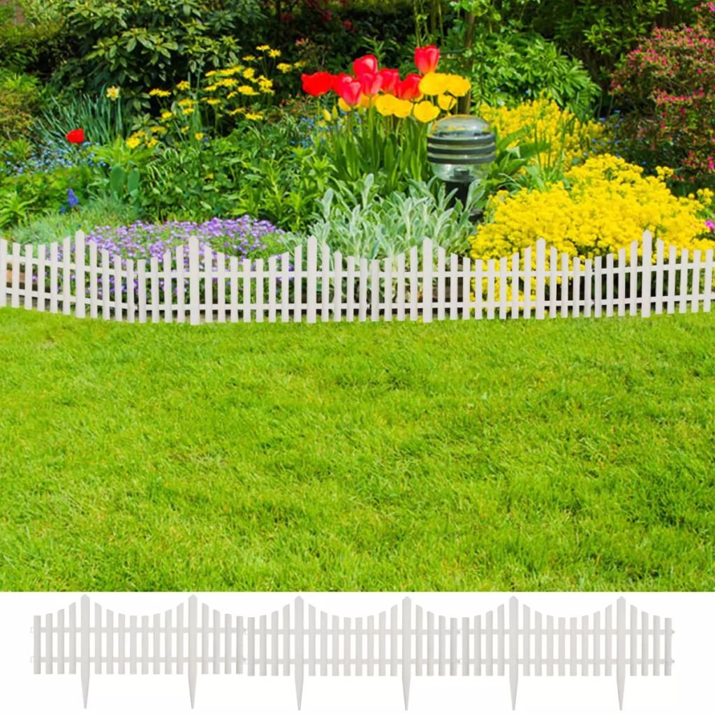 Beetumrandung Kunststoff Weiß 10 m Gartenzaun 17-teilig - Bild 2