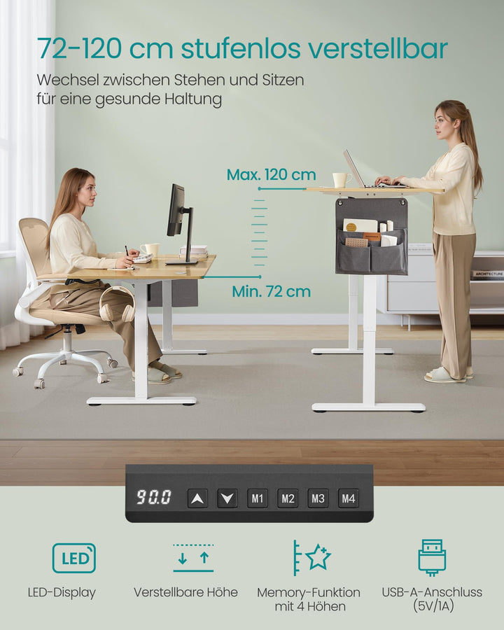 Höhenverstellbarer Schreibtisch 160x70 cm elektrisch Goldeiche - Bild 4