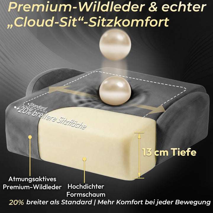 Gaming Stuhl Wildlederimitat ergonomisch 200 kg mit Fussstuetze grau - Bild 5