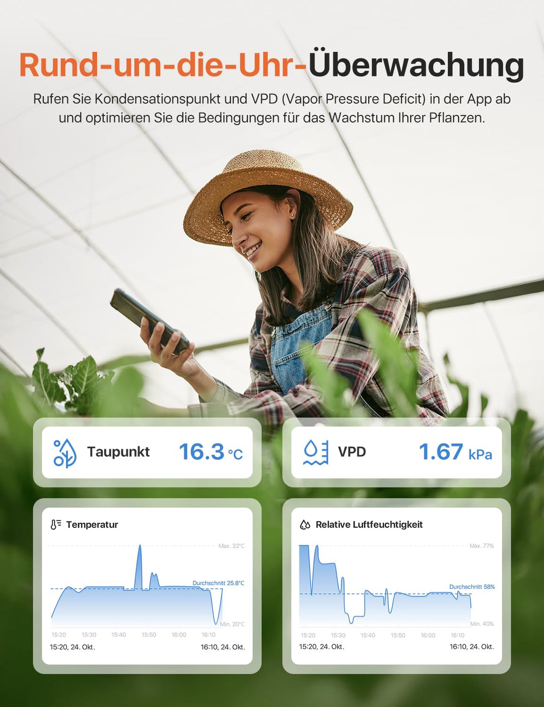 WLAN Hygrometer Thermometer Innen LCD 2,7 Zoll mit App - Bild 4