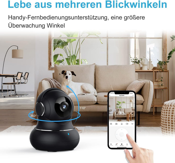 Überwachungskamera Innen 2K 360° Schwenkbar 2er-Set mit Nachtsicht - Bild 7