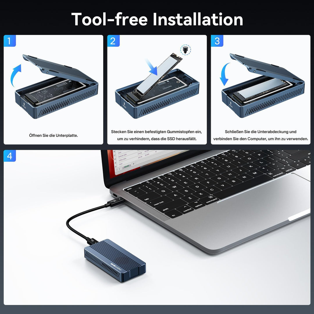 M.2 NVMe SSD Gehäuse 40 Gbps mit Kühllüfter Thunderbolt 4 - Bild 8