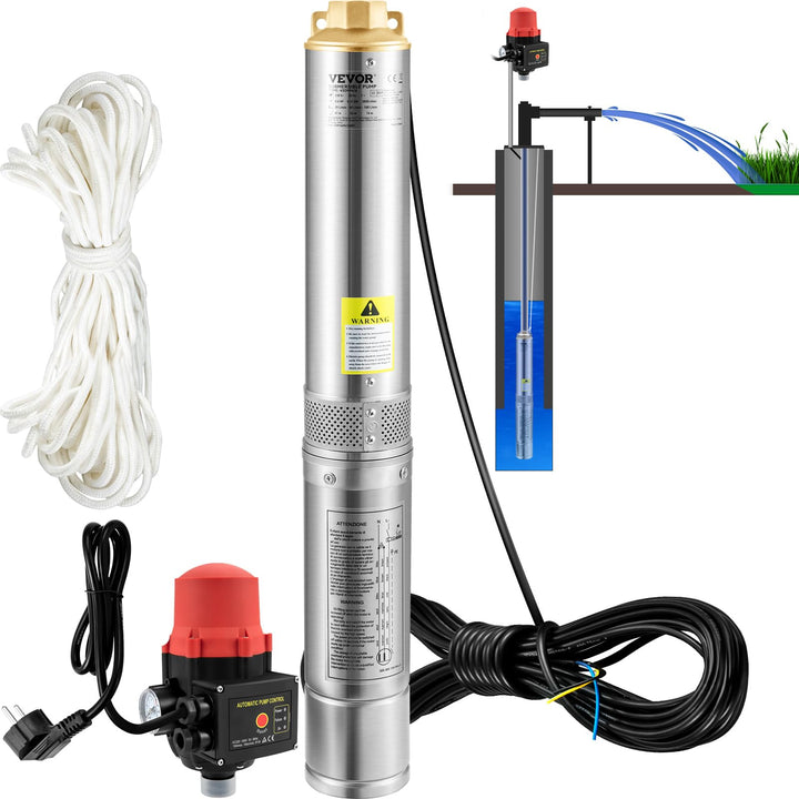 Tiefbrunnenpumpe Edelstahl 750 W 105 l/min Förderhöhe 62 m