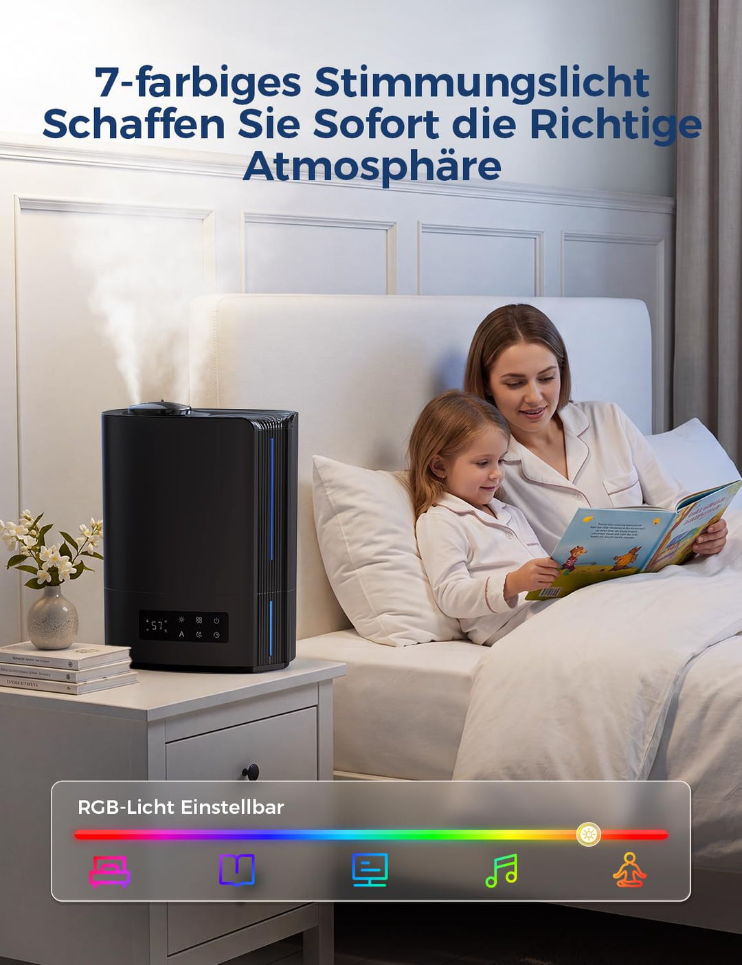 Luftbefeuchter Ultraschall 6L mit Aroma-Diffuser 3-in-1 leise 25dB - Bild 7