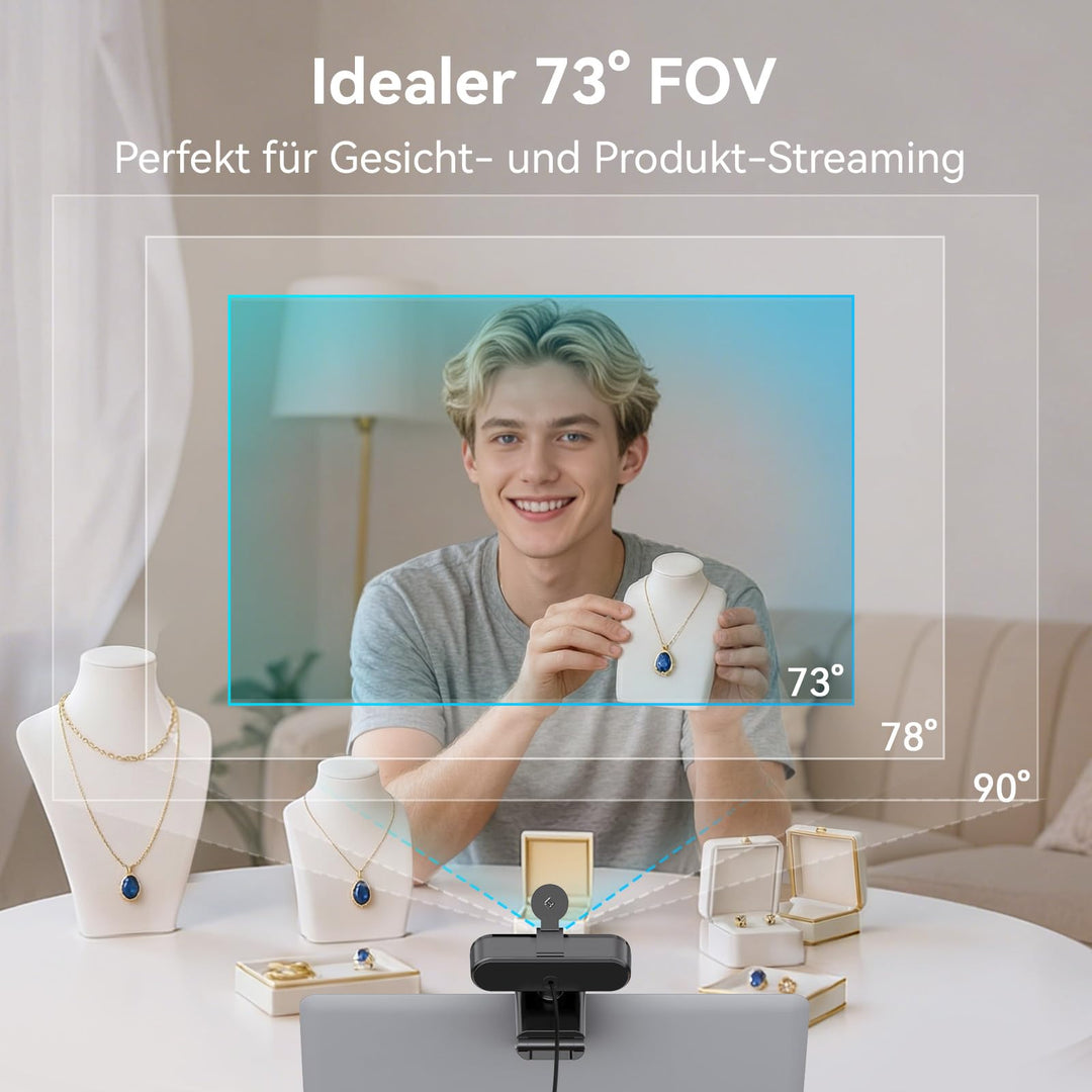4K Webcam mit PDAF-Autofokus, Dual-Mikrofon und Privacy Cover - Bild 5