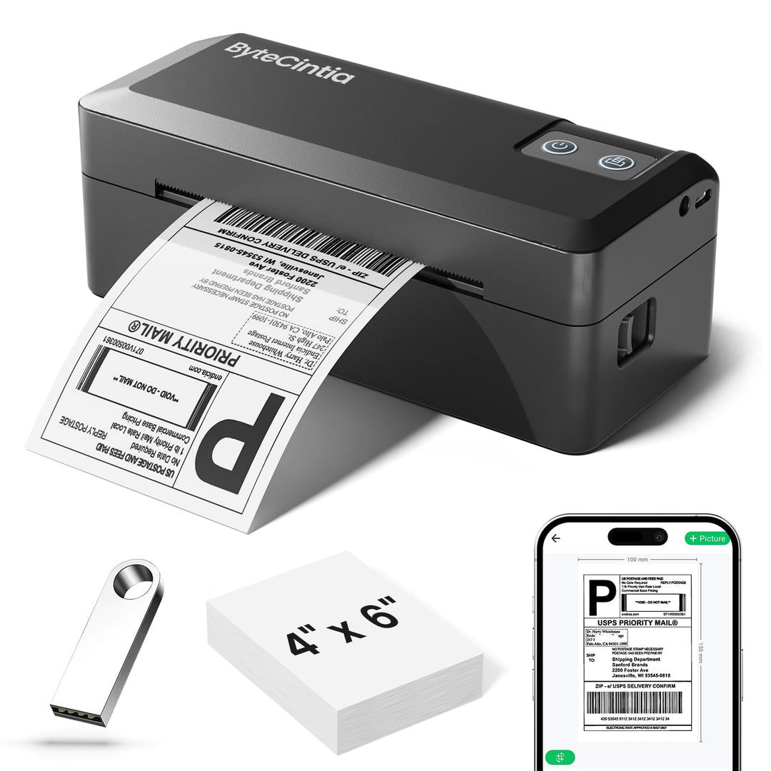 Thermodrucker 4x6 Bluetooth USB 203 DPI fuer Versandetiketten