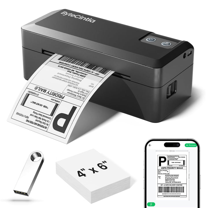 Thermodrucker 4x6 Bluetooth USB 203 DPI fuer Versandetiketten
