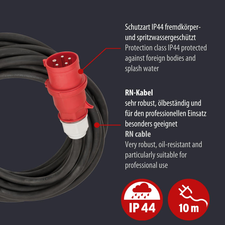 CEE Verlängerungskabel IP44 Gummi-Neopren 5-polig 10m Baustelle - Bild 3